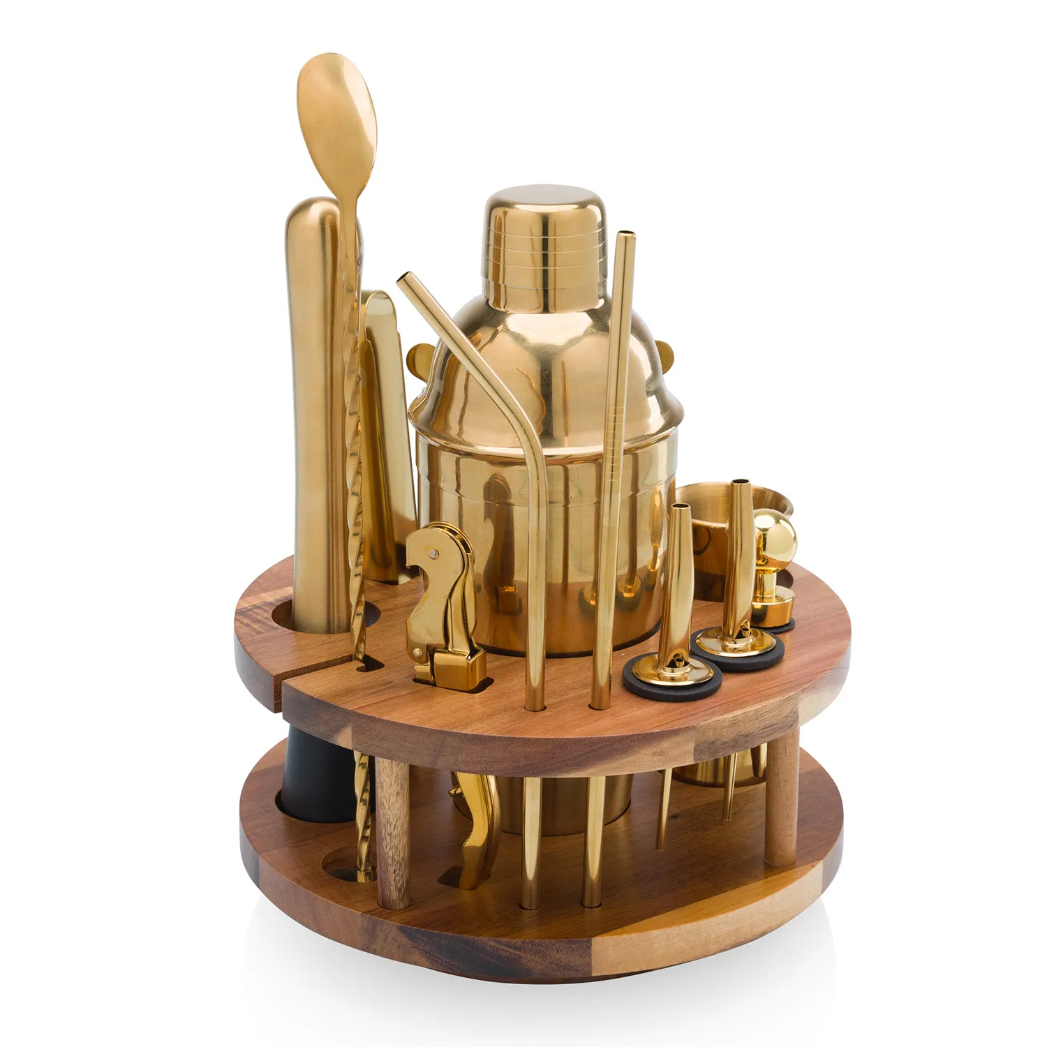 Picnic Time Acacia Gold Bar Tools, Set of 13