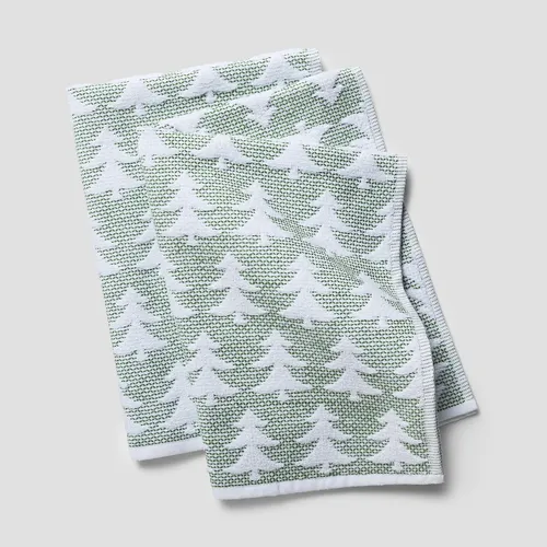 Sur La Table Waffle-Weave Tree Towels, Set of 2