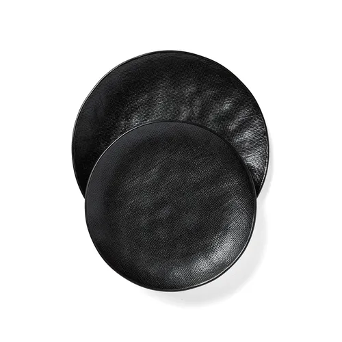 Sur La Table Black Linen Dinnerware Set, 12 Pieces