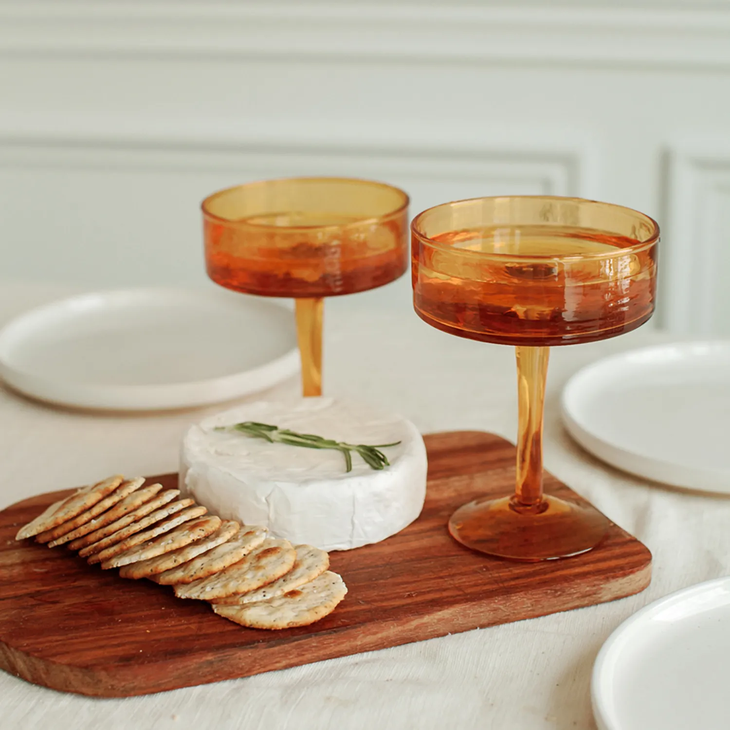Powered by People Handblown Hammered Coupe Cocktail Glasses, Set of 4
