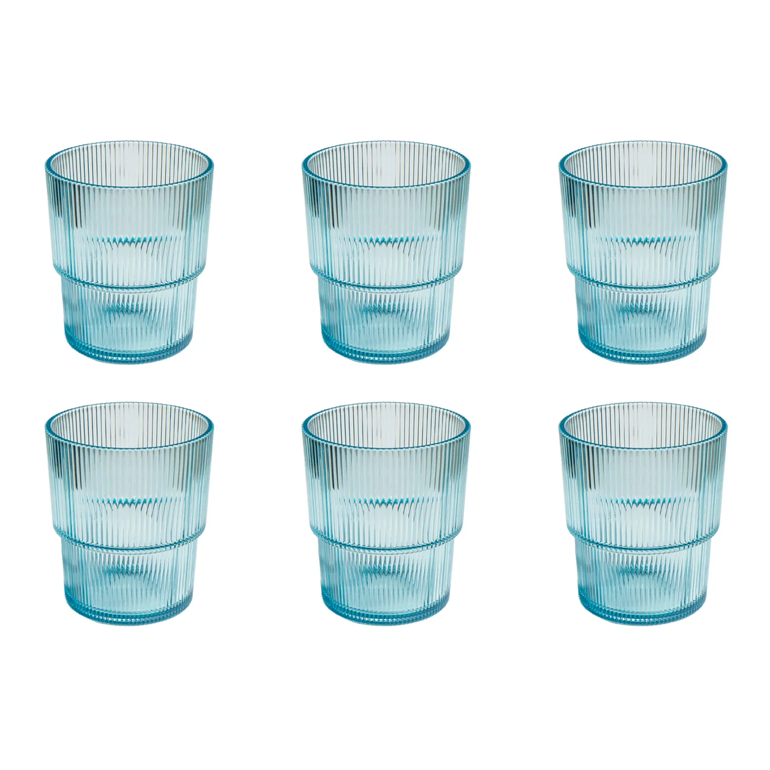 Tar Hong Ribbed Double Old-Fashioned Acrylic Glasses, Set of 6