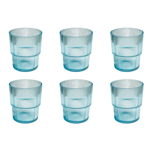 Tar Hong Ribbed Double Old-Fashioned Acrylic Glasses, Set of 6