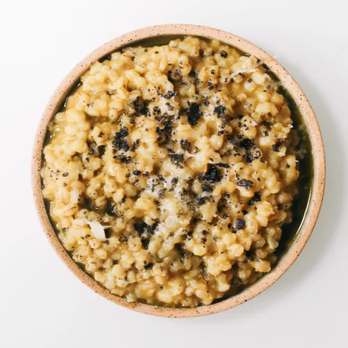 Green Barley Risotto with Lava Salt