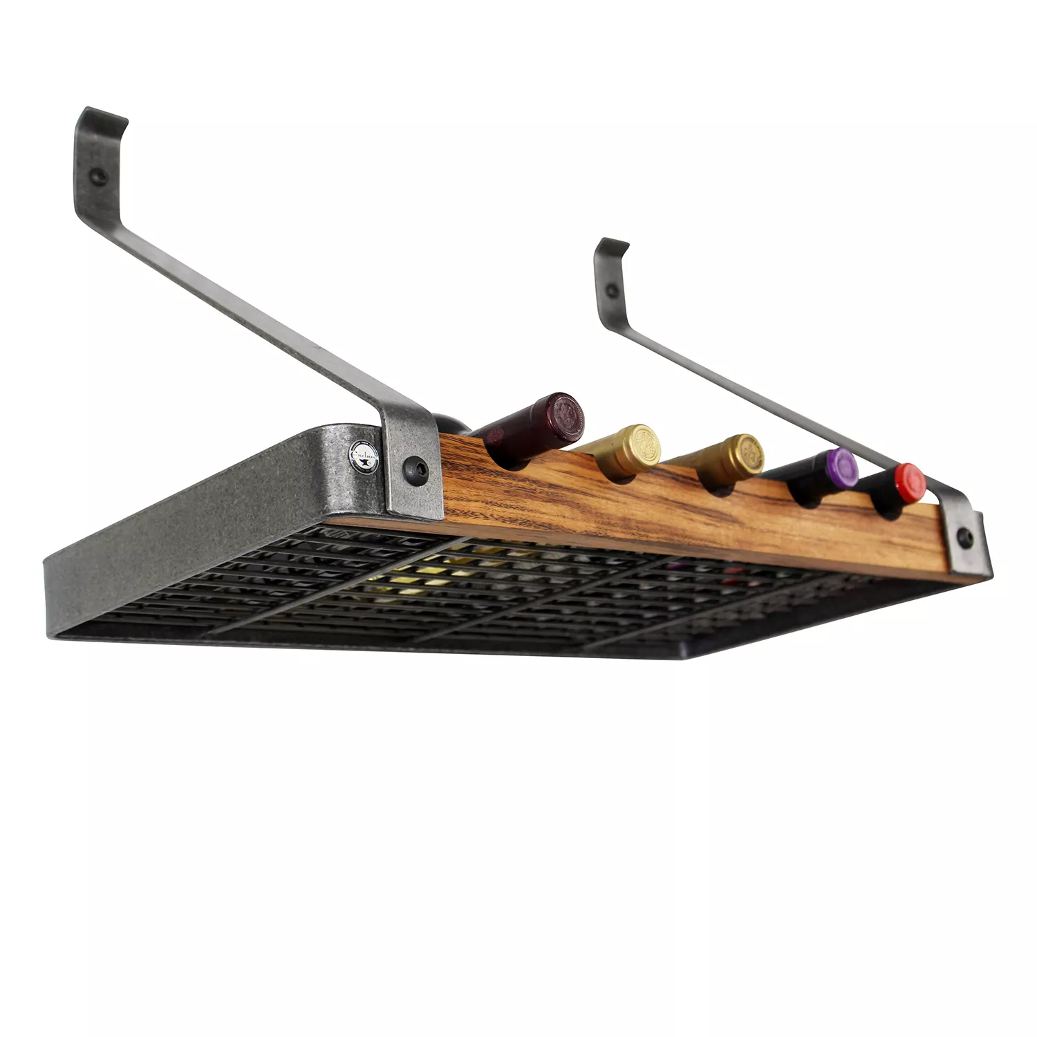 Enclume Hammered Steel & Tigerwood Signature Bookshelf Wine Rack