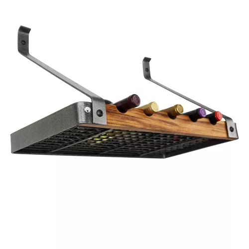 Enclume Hammered Steel &#38; Tigerwood Signature Bookshelf Wine Rack