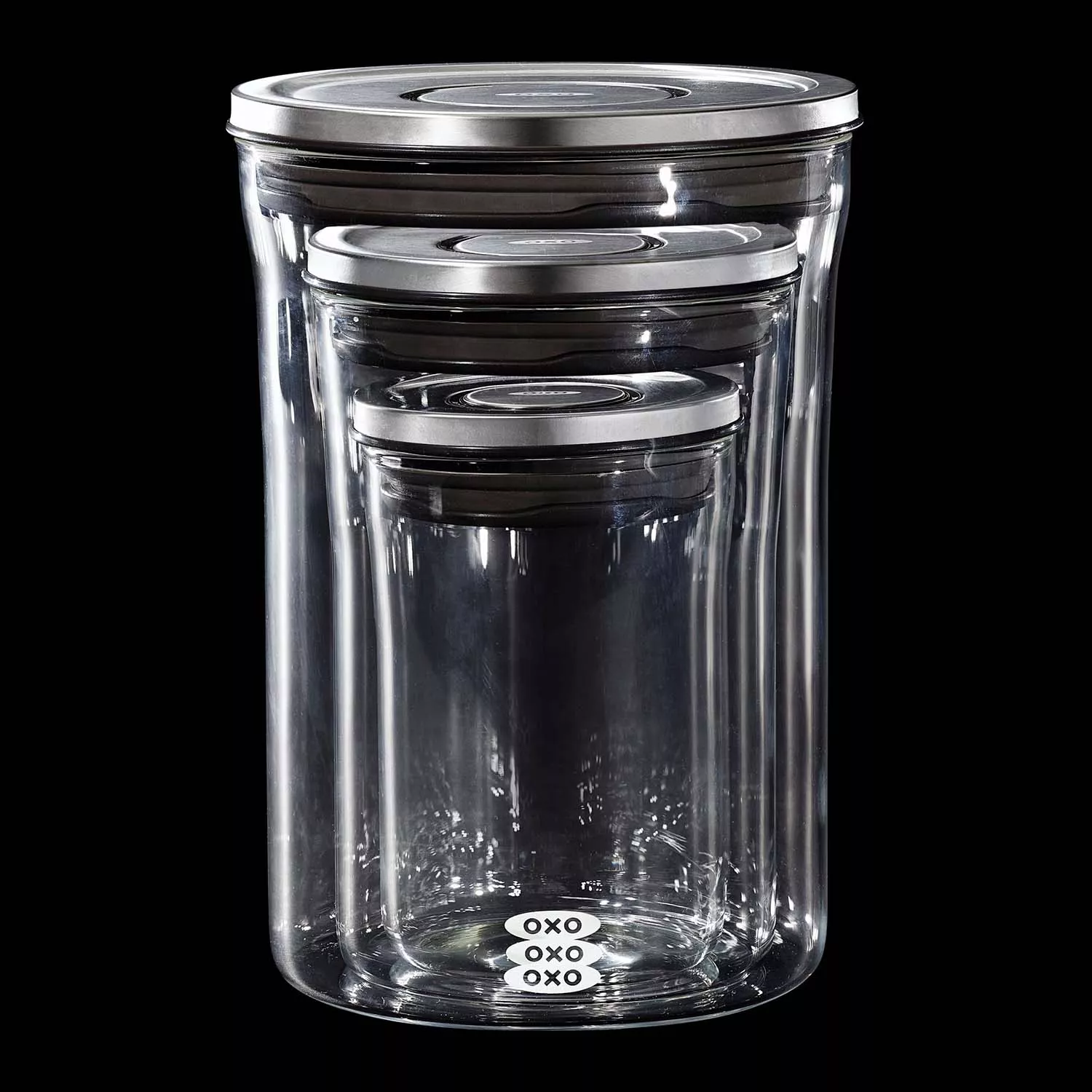 OXO 3 Piece Food Storage POP Glass Container Set - 0.6, 1.5, and 3.3 Quart