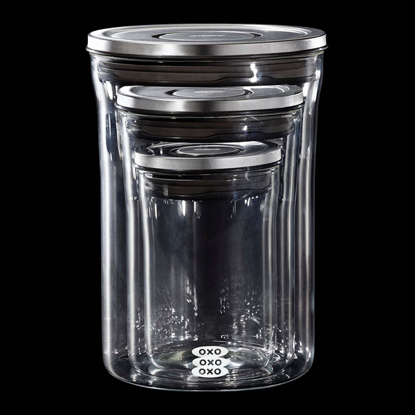 OXO Steel 3-Piece Glass POP Container Set