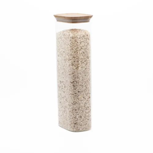 Pebbly Stackable Glass Canister with Bamboo Lid 