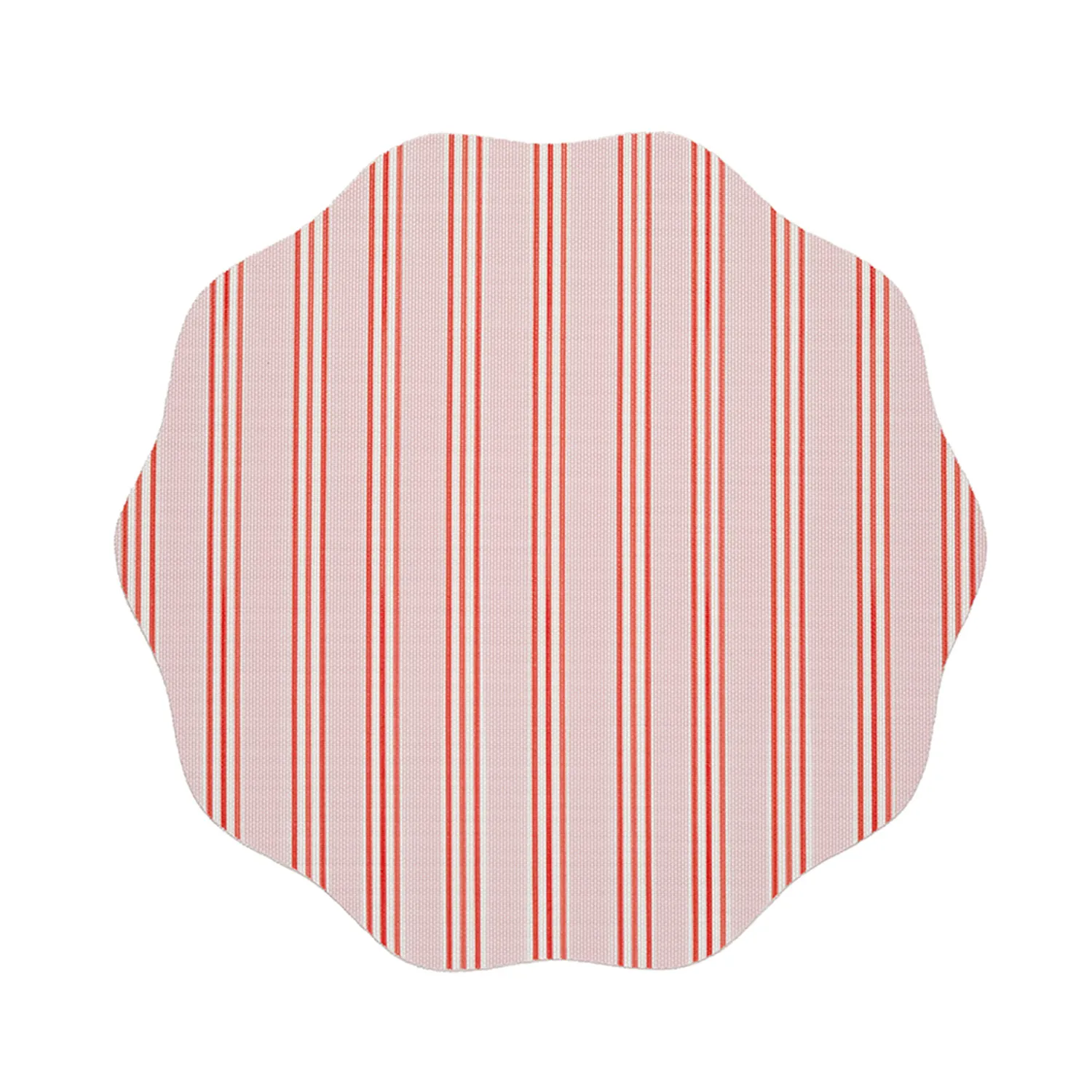 Meri Meri x Chilewich Red & Green Festive Stripes Scallop Placemat