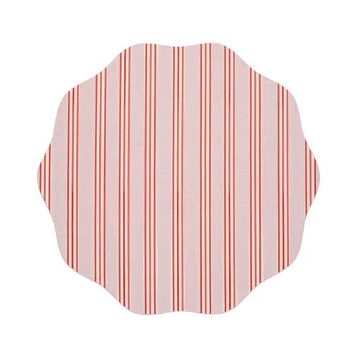 Meri Meri x Chilewich Red & Green Festive Stripes Scallop Placemat