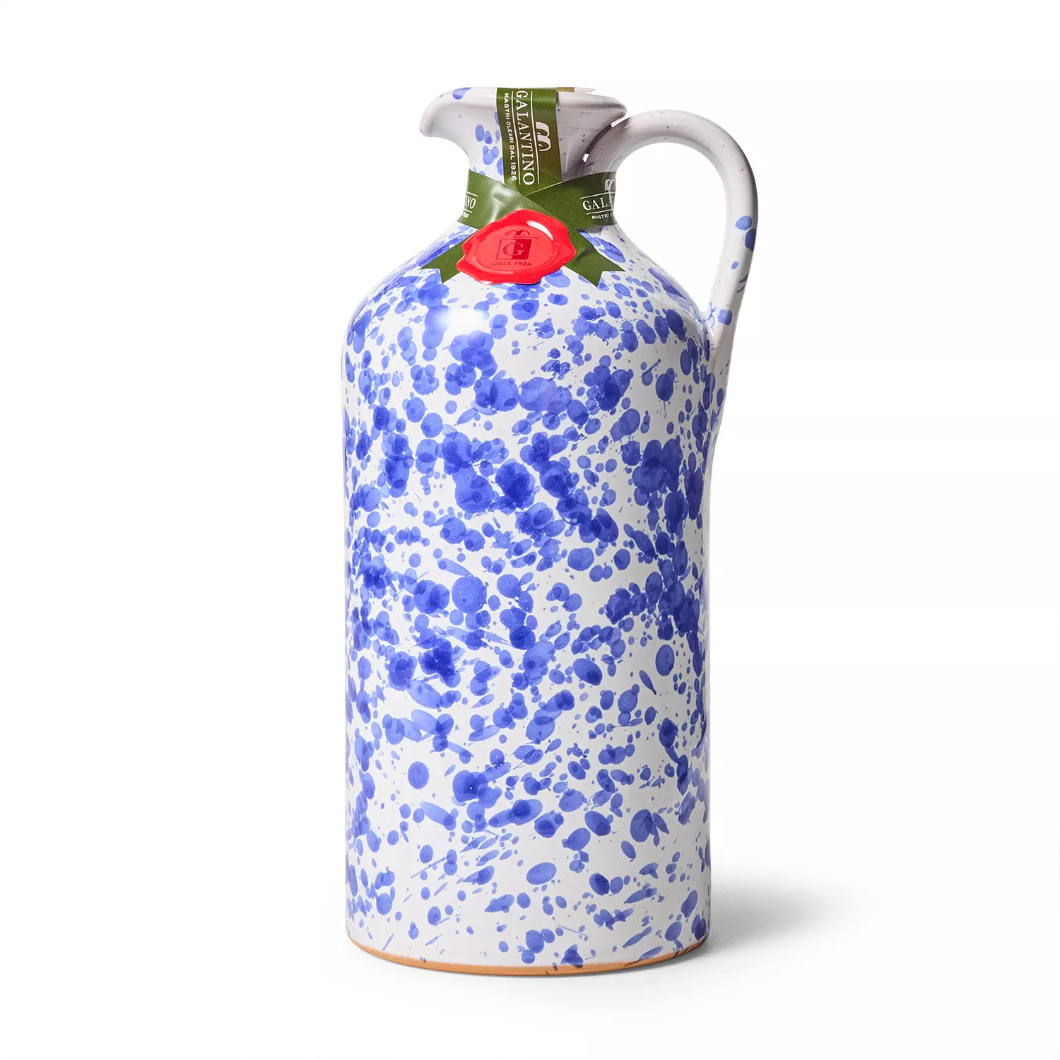 Frantoio Galantino Extra Virgin Olive Oil with Hand-Painted Ceramic Splatter Jug