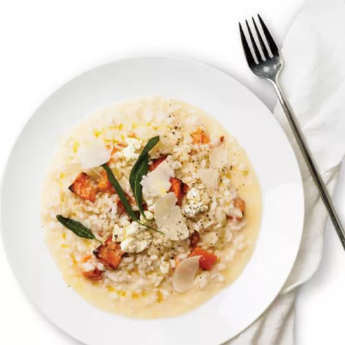 Pumpkin Risotto with Sage Goat Cheese