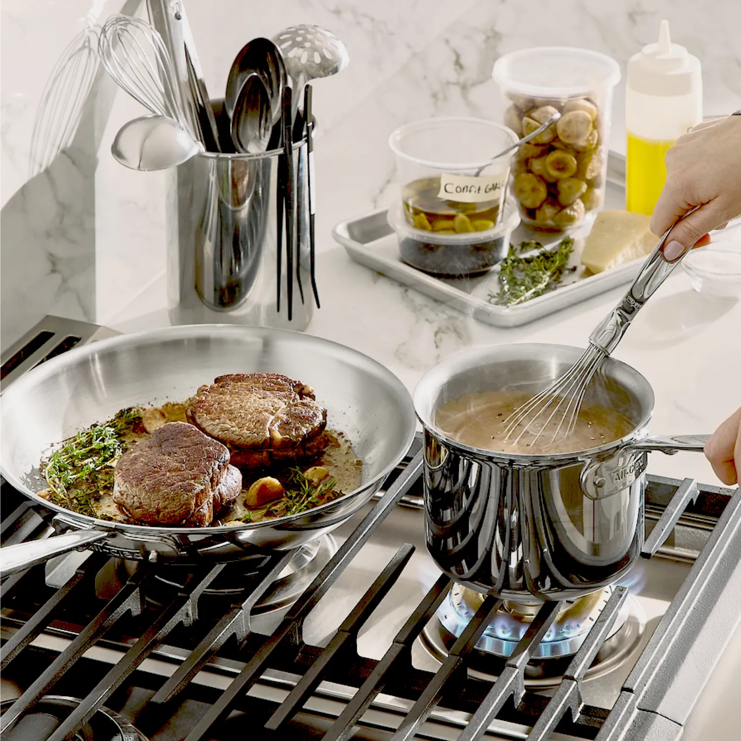 All-Clad D3 Stainless Steel Sear & Serve 3-Piece Cookware Set