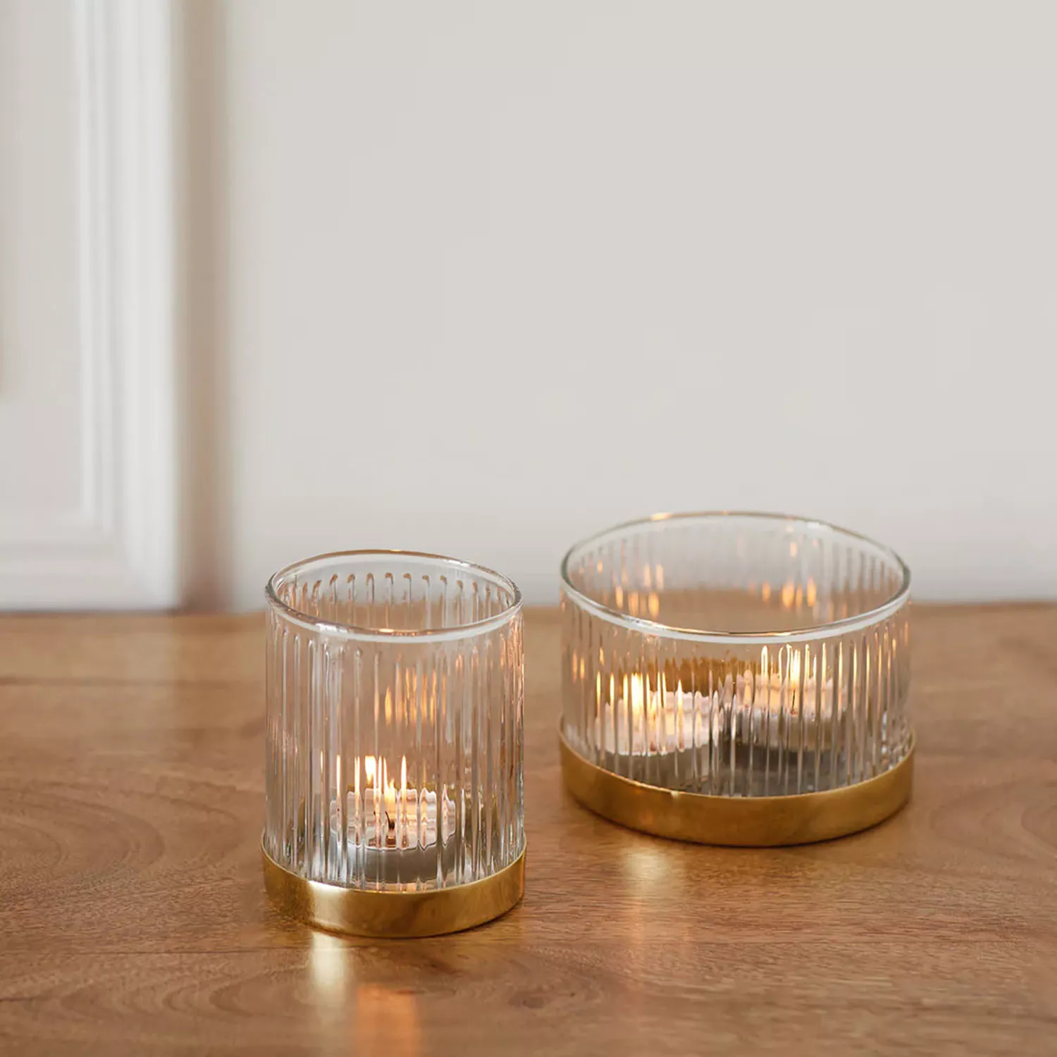 Fleck Fluted Glass Votive Set