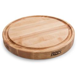 John Boos Maple Edge-Grain Round Cutting Board w/ Juice Groove, 12"