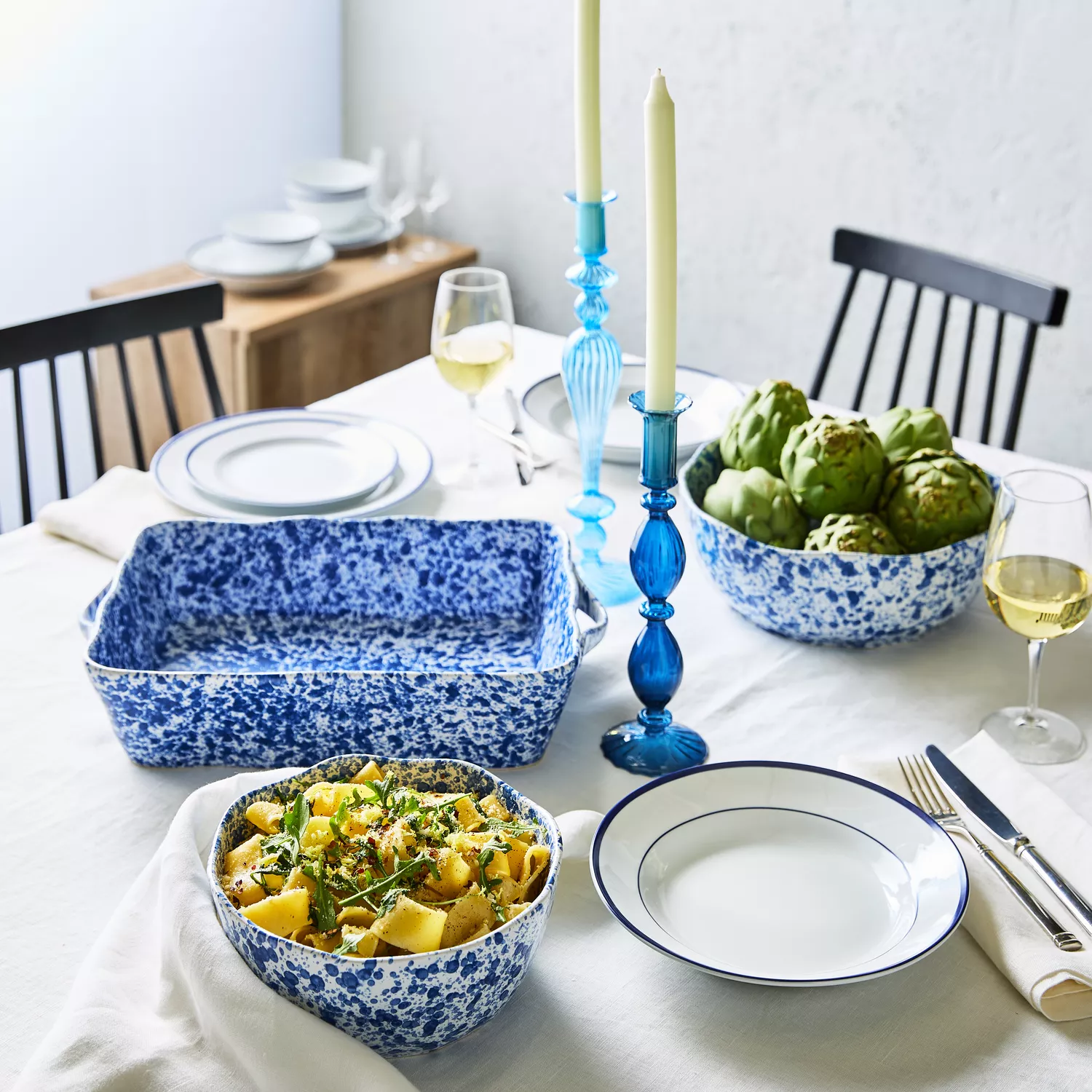 Sur La Table Blue Splatter Serving Bowl