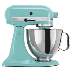 KitchenAid Aqua Sky Artisan Stand Mixer, 5 qt. I immediately replaced the main beater with a stainless steel version to avoid the seemingly inevitable chipping paint of the enamel coating