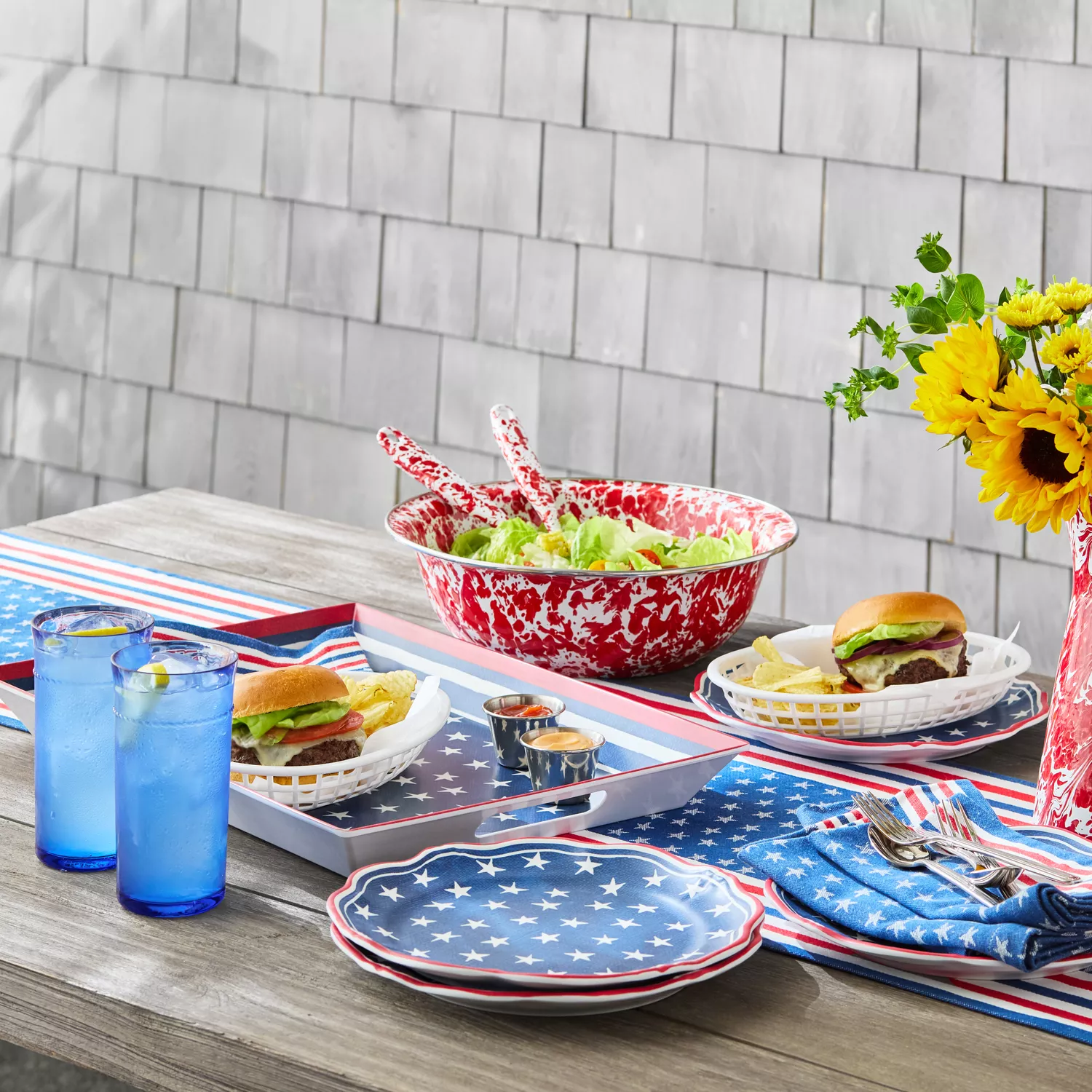 Sur La Table Stars & Stripes Melamine Dinner Plates, Set of 4