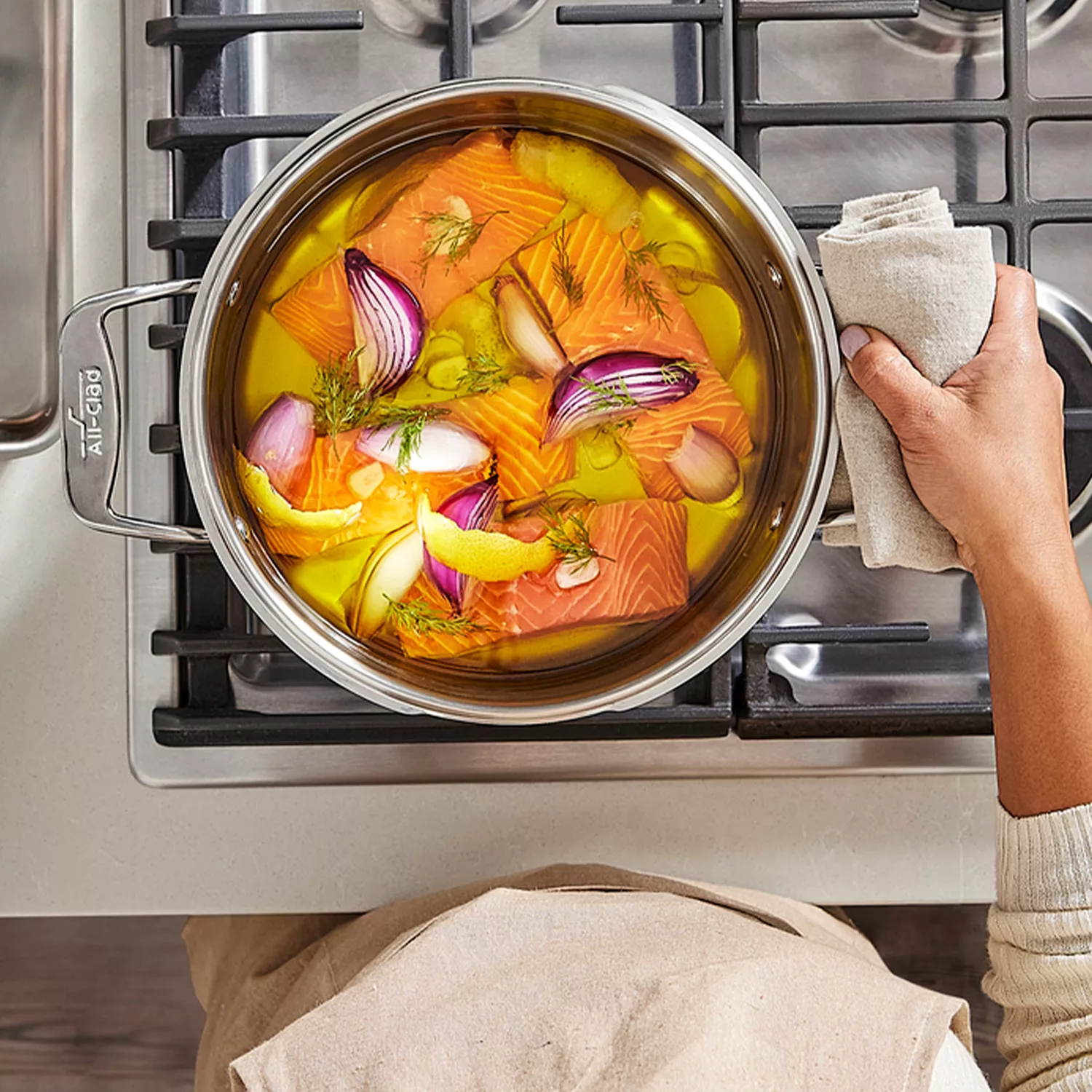 All-Clad Stainless Steel Stockpot with Straining Lid, 6 qt.