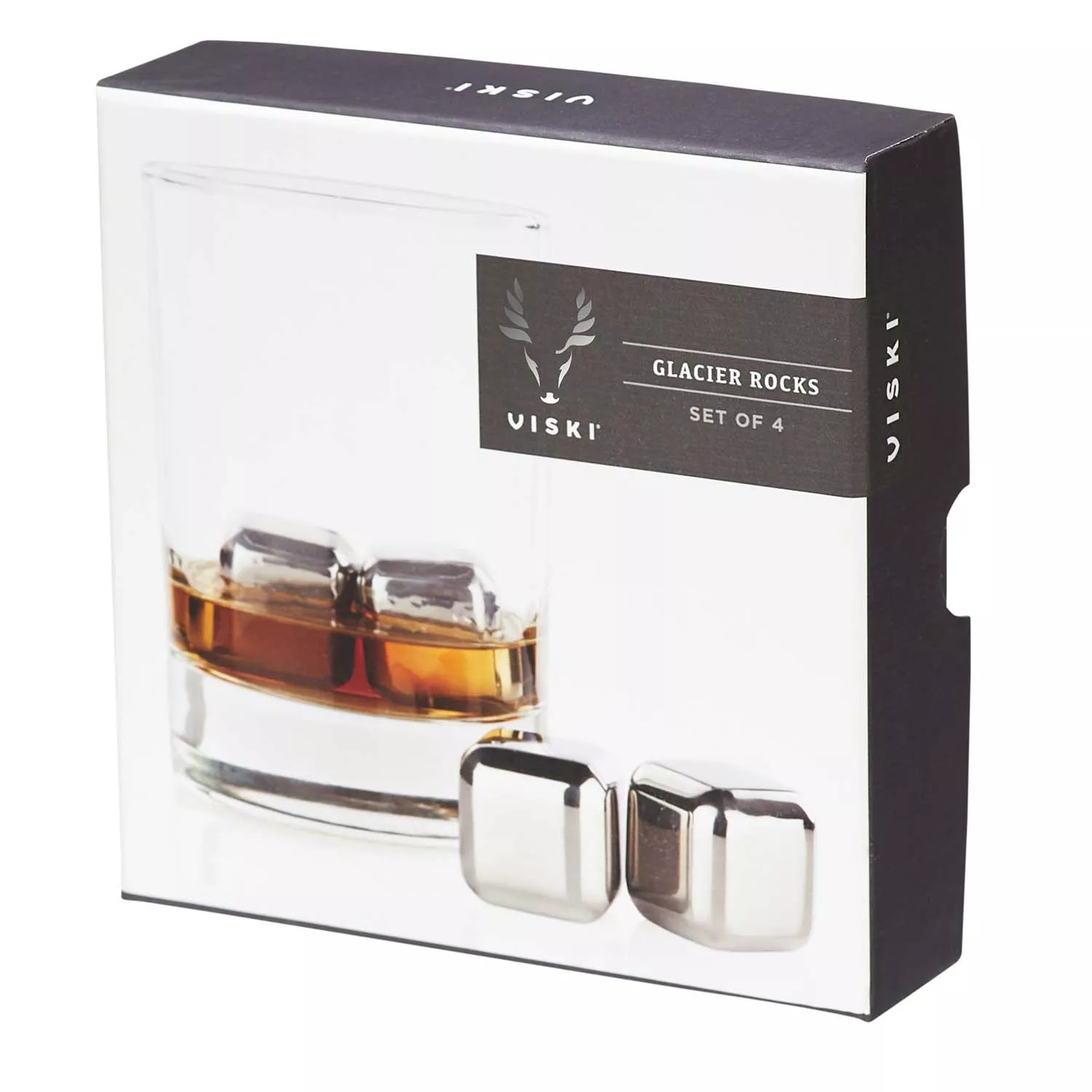 Viski Stainless Steel Whisky Cubes, Set of 4