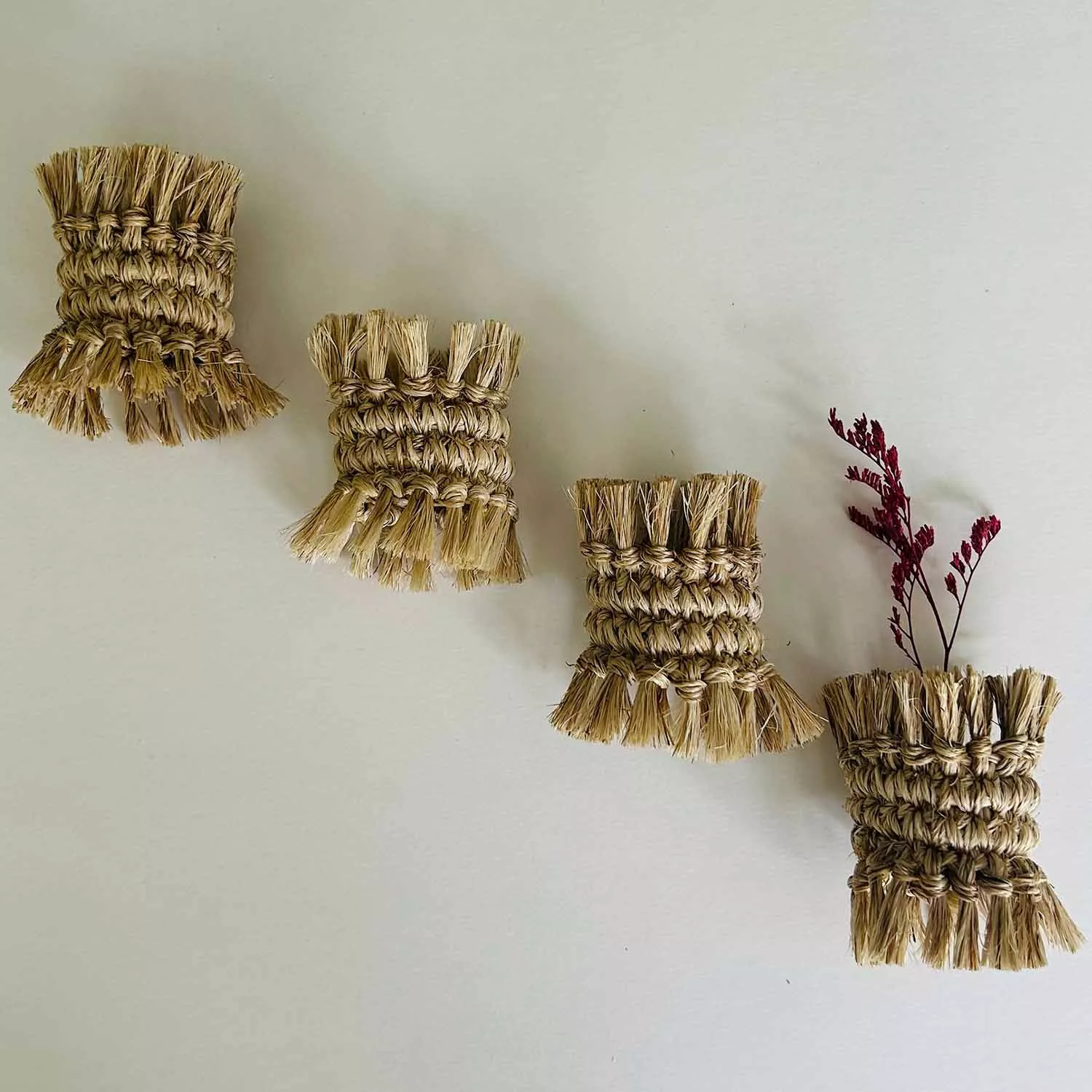 Tallo de Olivo Fringe Napkin Rings, Set of 4