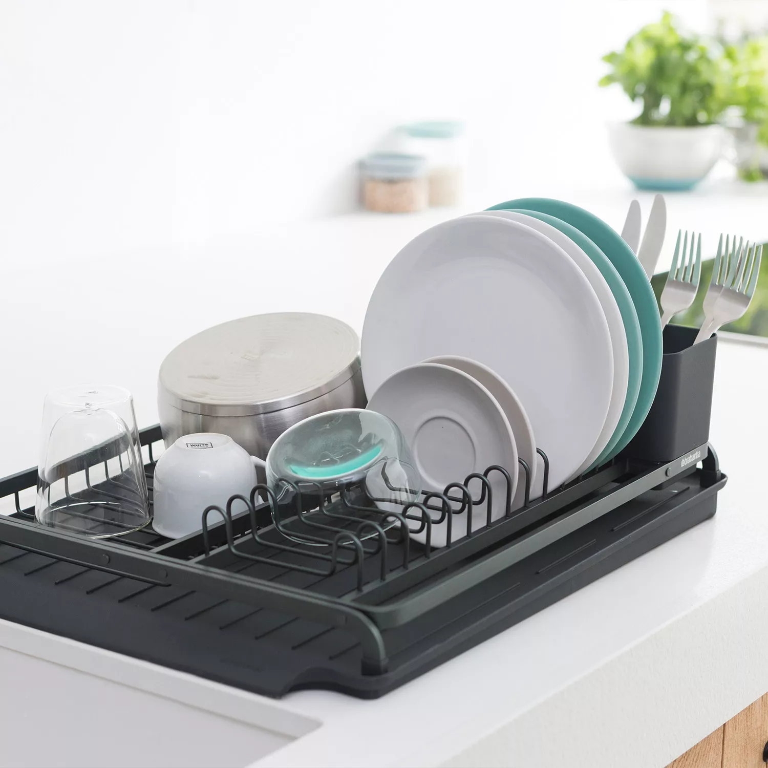 Foldable Dish Drying Rack SinkSide, Small - Mid Grey