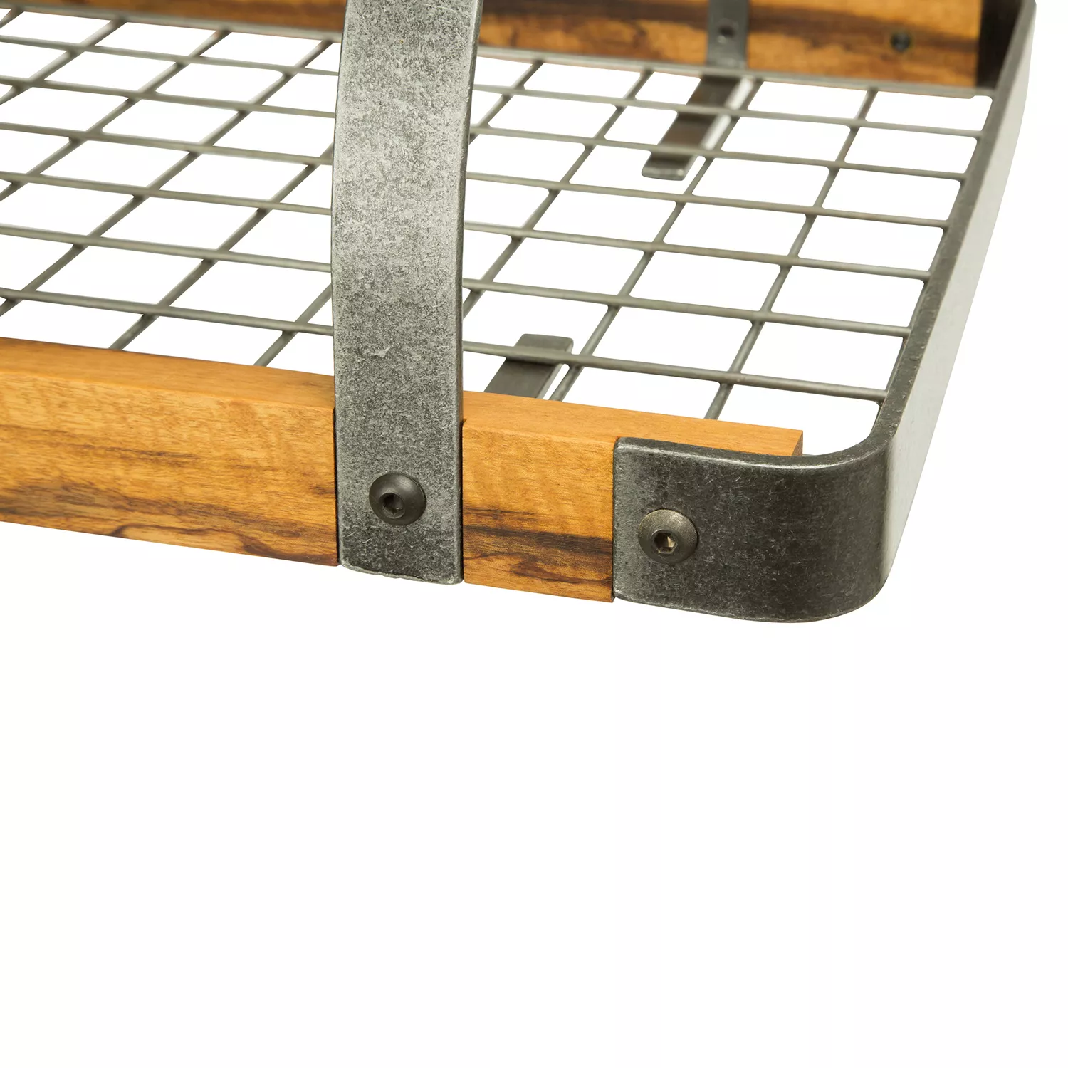Enclume - Decor Oval Ceiling Pot Rack w/Alder Wood in Hammered Steel -  Enclume Design Products