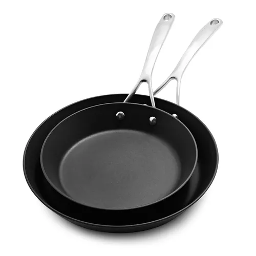 Sur La Table Dishwasher-Safe Hard Anodized Nonstick Skillets, 9.75" & 12.25" Set