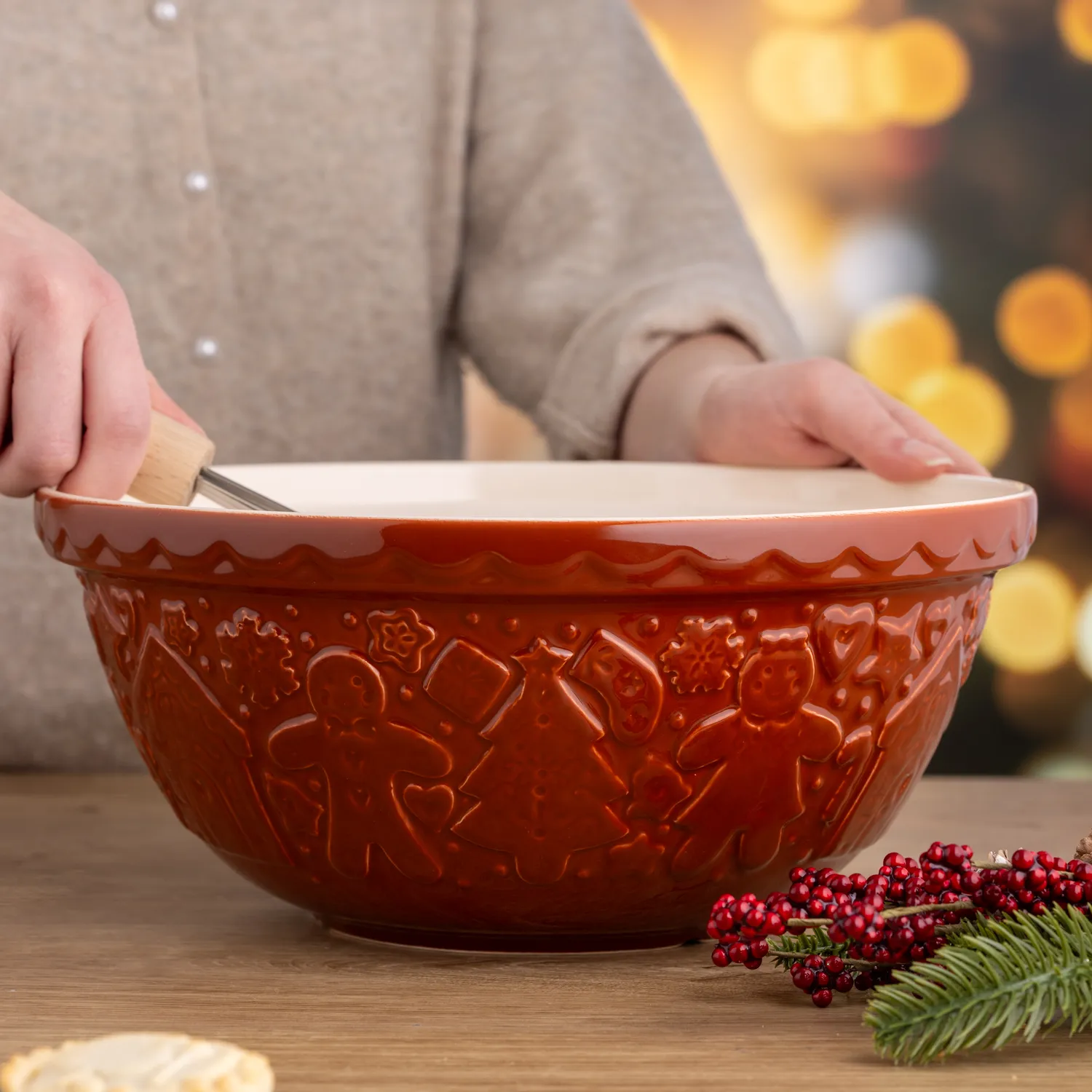 Mason Cash Gingerbread Lane Ginger Mixing Bowl, 4.25 qt