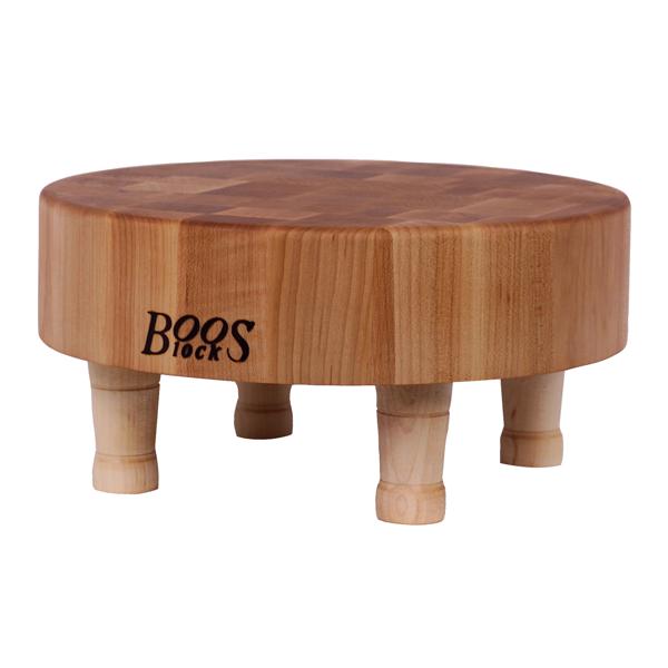 John Boos Maple End-Grain Round Chopping Block w/ Feet, 12" x 6"