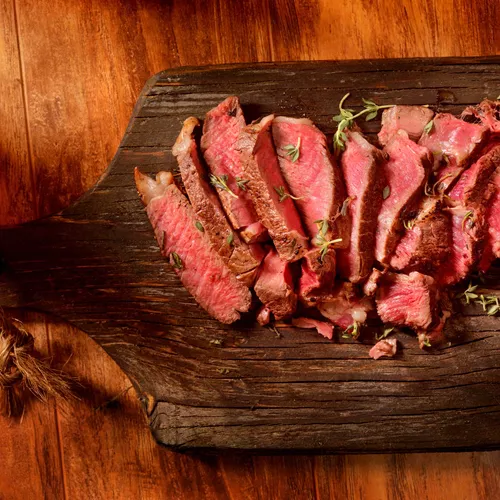 Seared Hanger Steak with Merlot-Mustard Pan Sauce