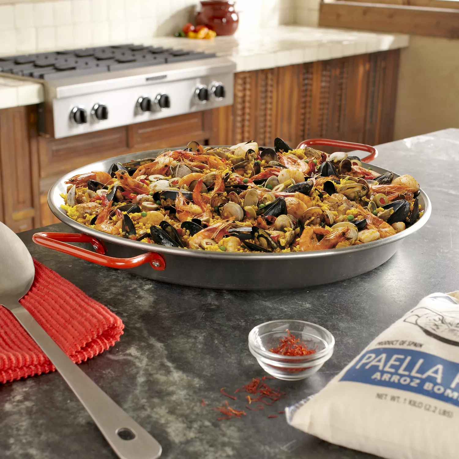 Paella Pan Gift set - Includes Pan, Ingredients and Spoon