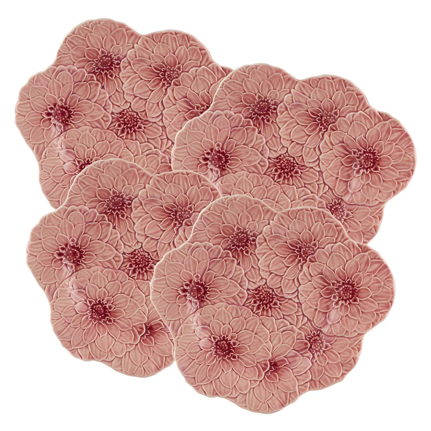 Bordallo Pinheiro Maria Flor Dinner Plates, Set of 4, Pink