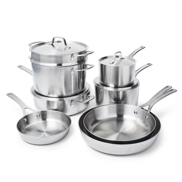 Sur La Table Pike & Pine Stainless Steel Tri-ply 12-Piece Cookware Set