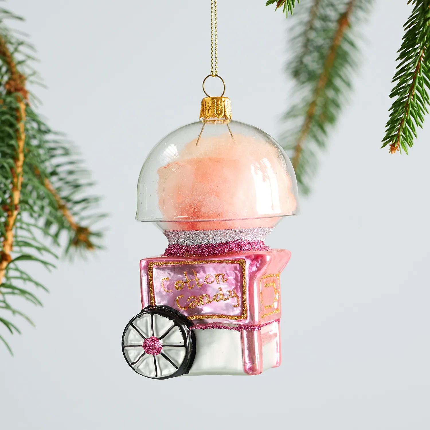 Sur La Table Vintage Cotton Candy Machine Glass Ornament, 4.6"