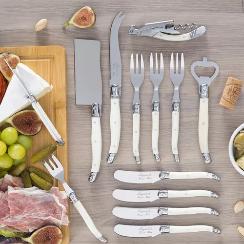 French Home Laguiole Ultimate 13-Piece Charcuterie & Barware Set with Faux Ivory Handles