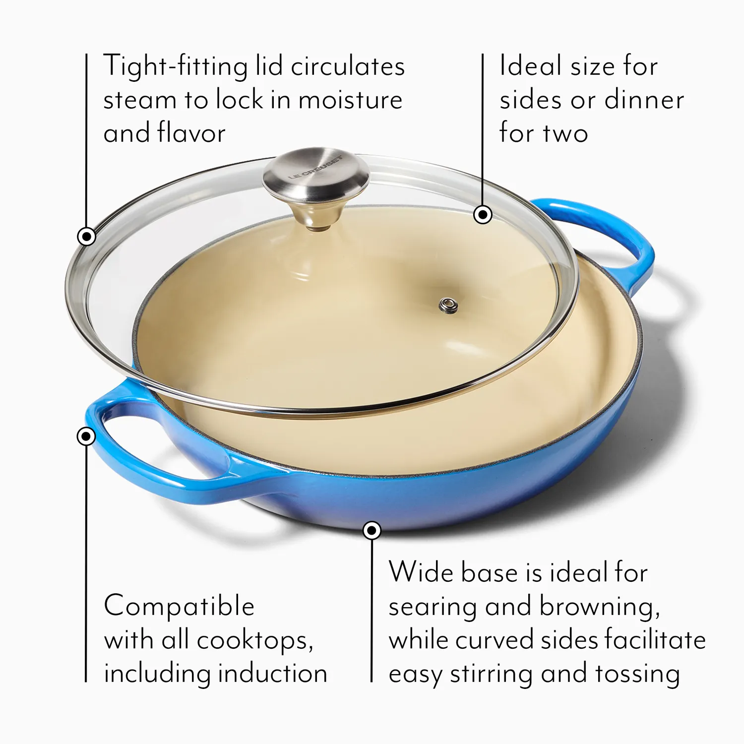 Le Creuset Signature Braiser with Glass Lid, 2.25 qt.