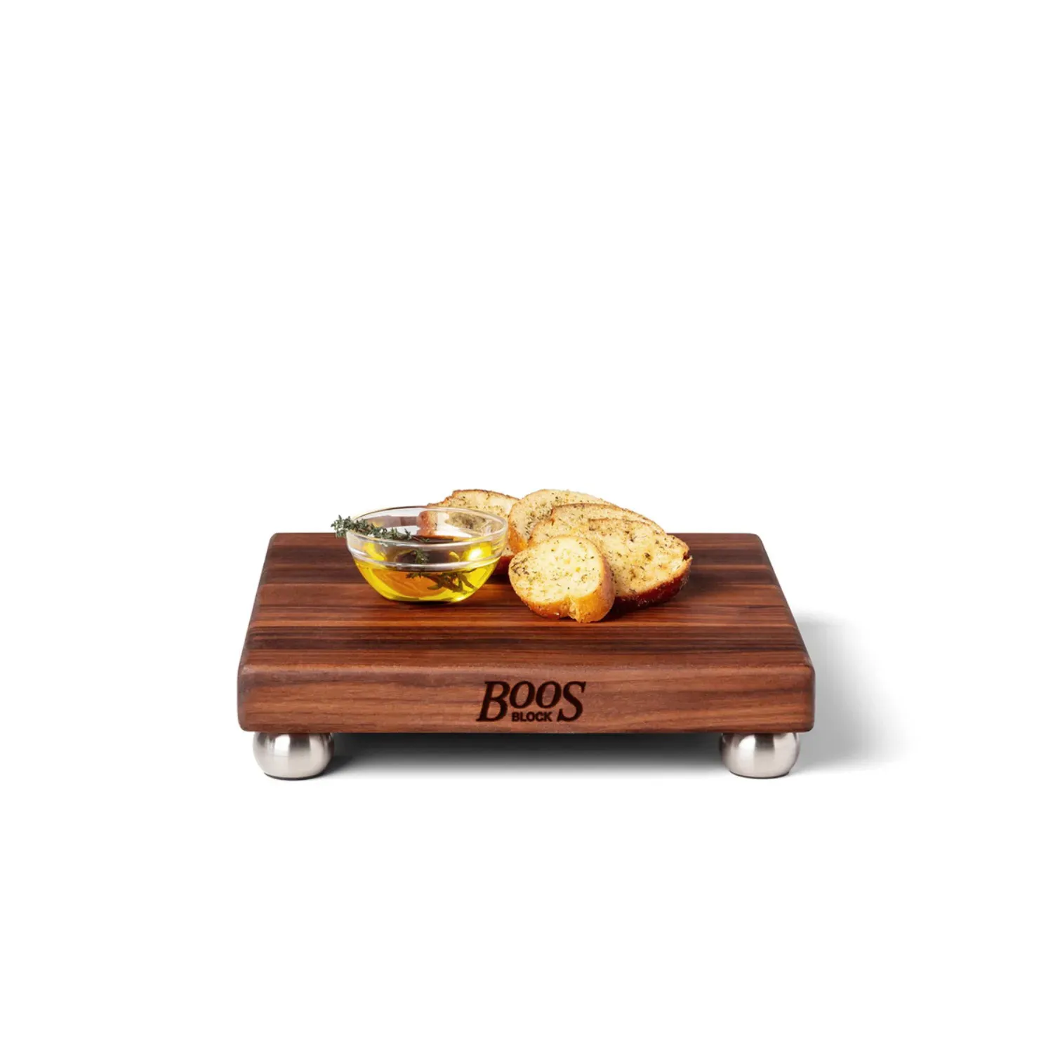 John Boos Walnut Edge-Grain Serving Board w/ Feet, 12" x 12" x 1.5"