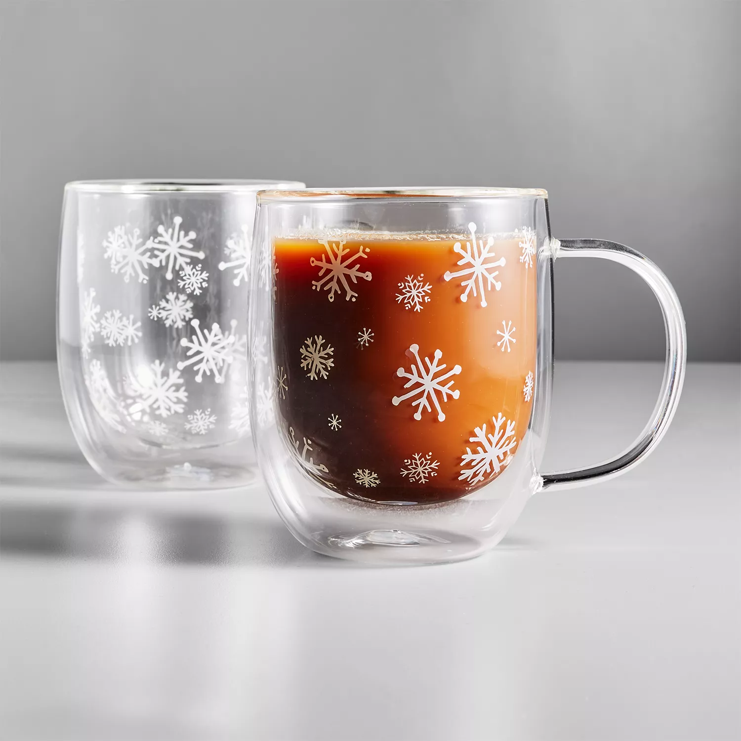 Sur La Table Snowflake Double-Wall Glasses, Set of 2