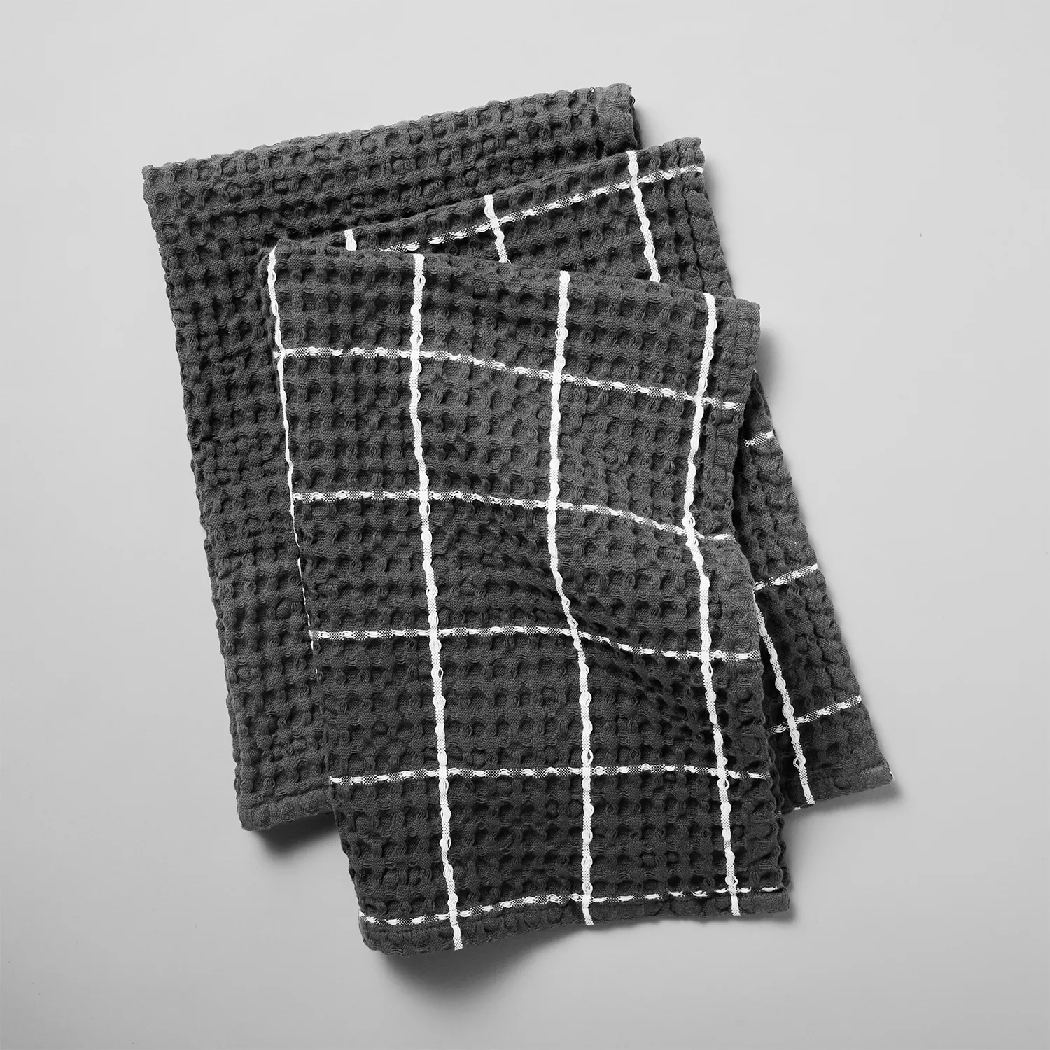 Sur La Table Washed Waffle Kitchen Towels, Set of 2 - Charcoal
