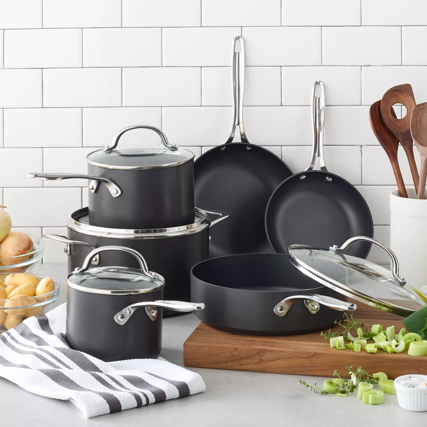 10-Piece Hard Anodized Nonstick Cookware Set