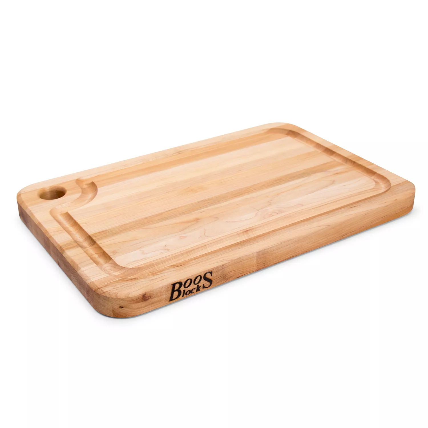 Maple Round Chopping Block with Metal Handles 3 Thick (Handle Boards)