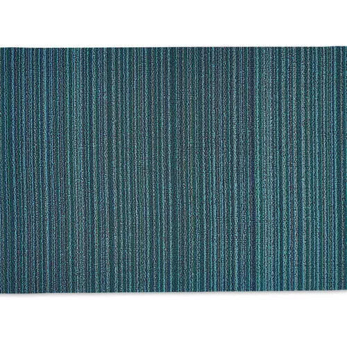 Chilewich Easy-Care Skinny Stripe Shag Rug, Turquoise