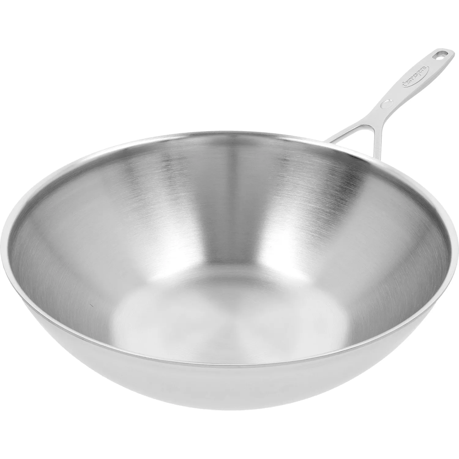 Demeyere Industry5 Stainless Steel Flat Bottom Wok, 12"