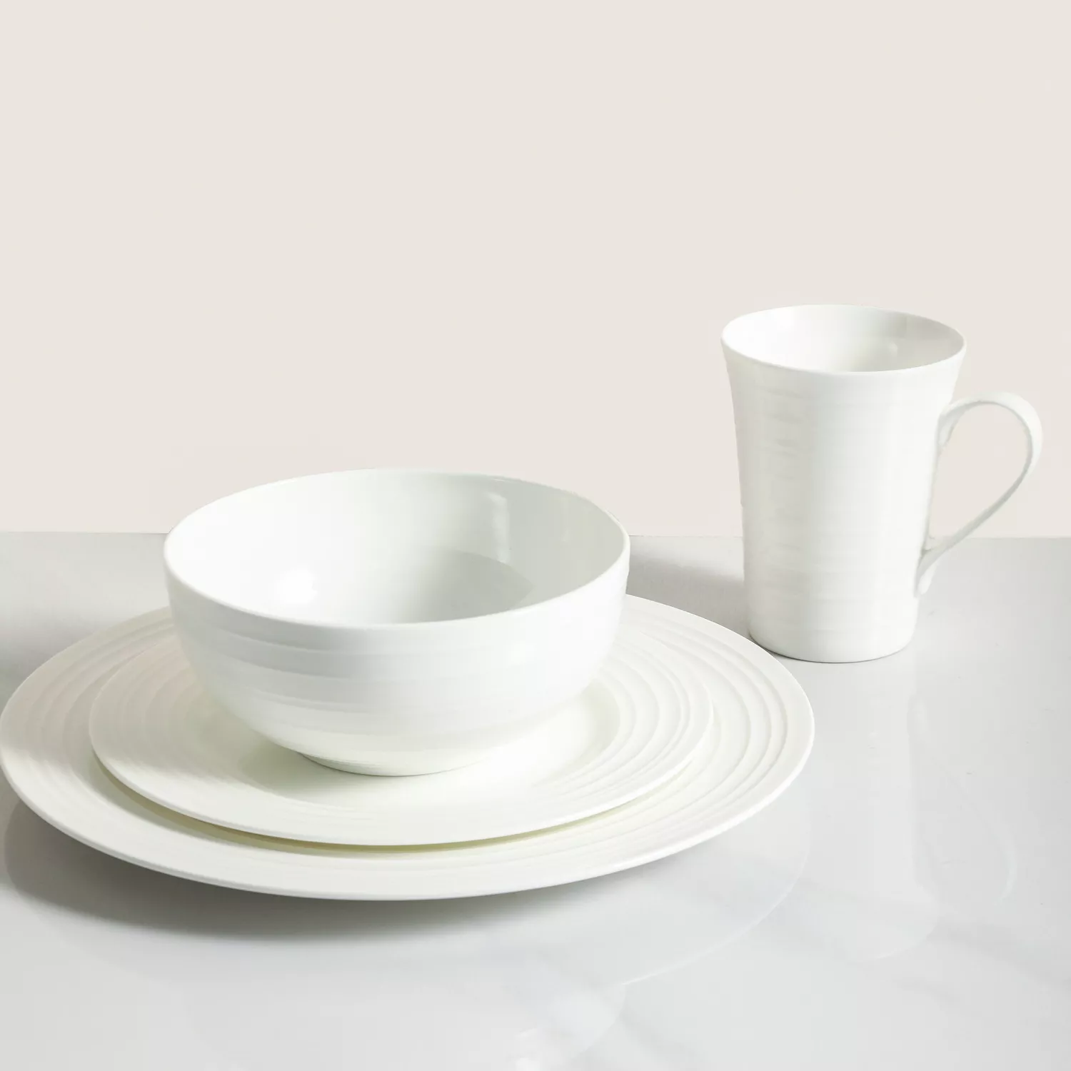 Stone Lain Bone China Round Swirl 16-Piece Dinnerware Set