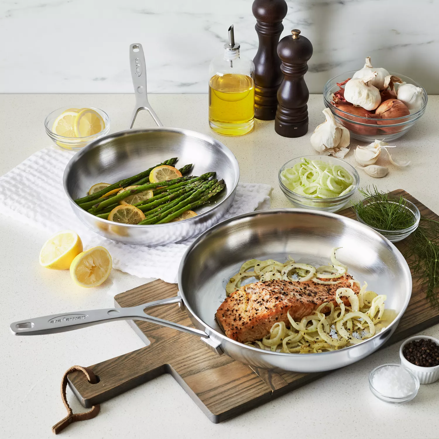 Demeyere Industry5 Stainless Steel Skillets, Set of 2 | Sur