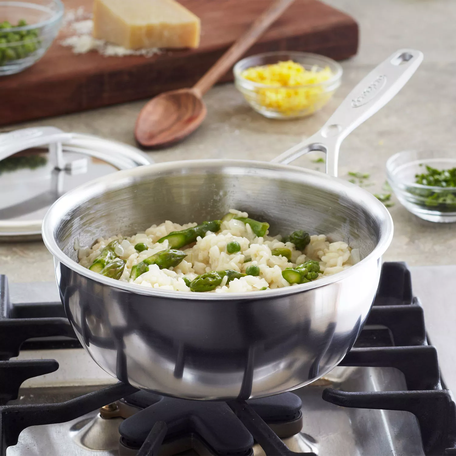 Demeyere Industry5 Stainless Steel Saucier With Lid, 2 Qt.