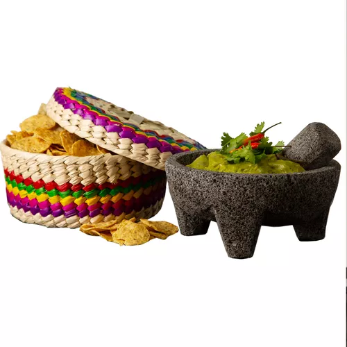 Verve Culture Molcajete and Tortilla Warming Basket