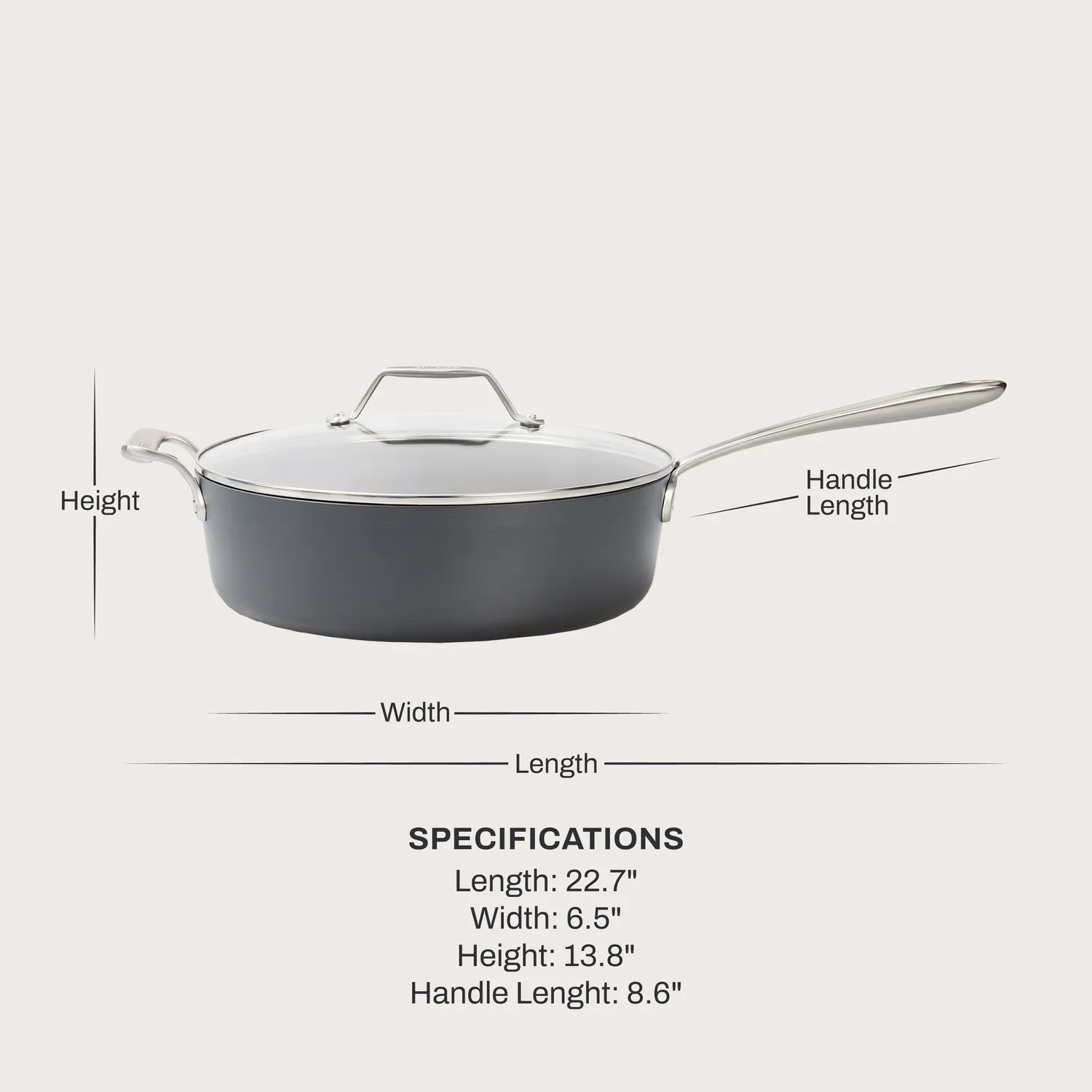 All-Clad HA1 Ceramic Nonstick Sauté Pan with Lid, 6 qt.