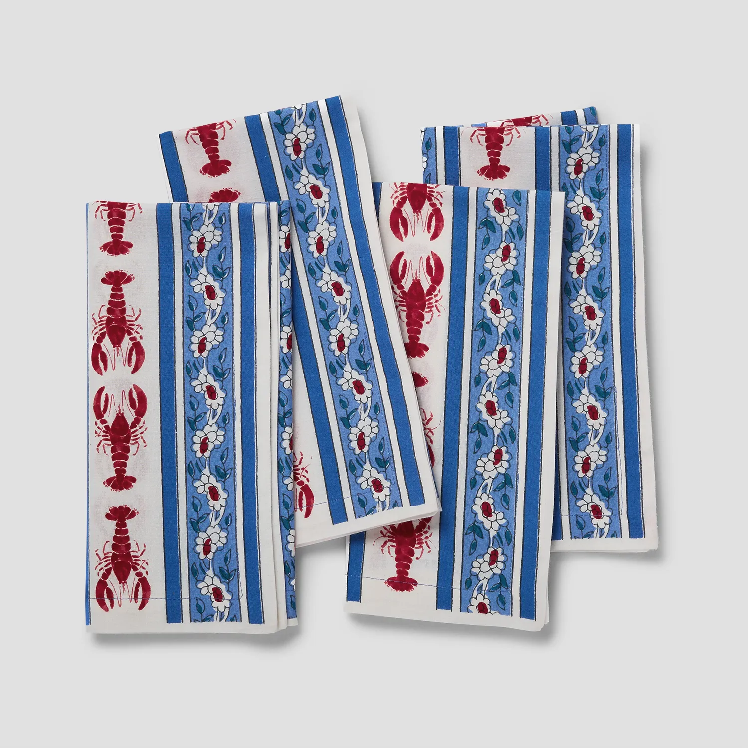 Sur La Table Seaside Block Print Napkins, Set of 4